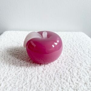 Vintage Murano Glass Apple Paperweight Pink Clear